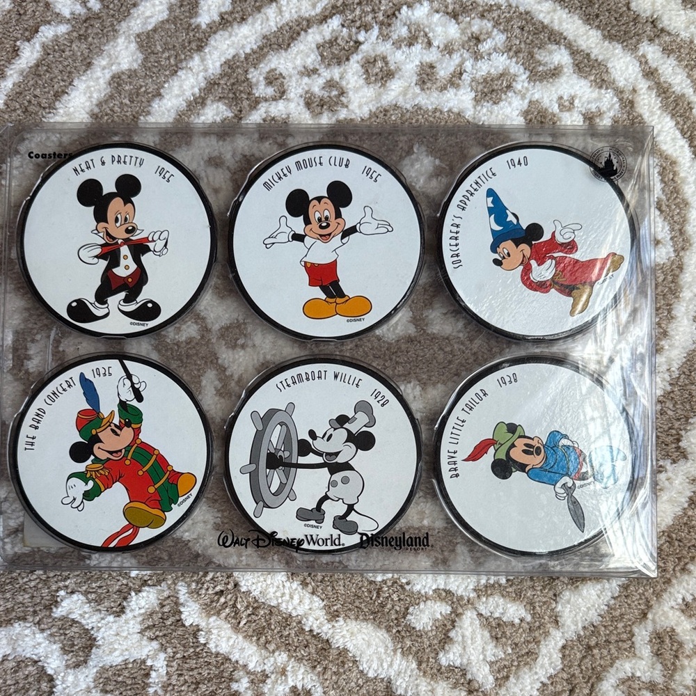 Disney Mickey Mouse Coaster Set - Black, Red, Blue